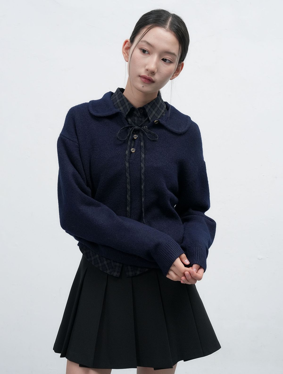 제너럴아이디어(GENERALIDEA) 루즈핏 라운드 카라 풀오버 [NAVY] / WBE4L05535