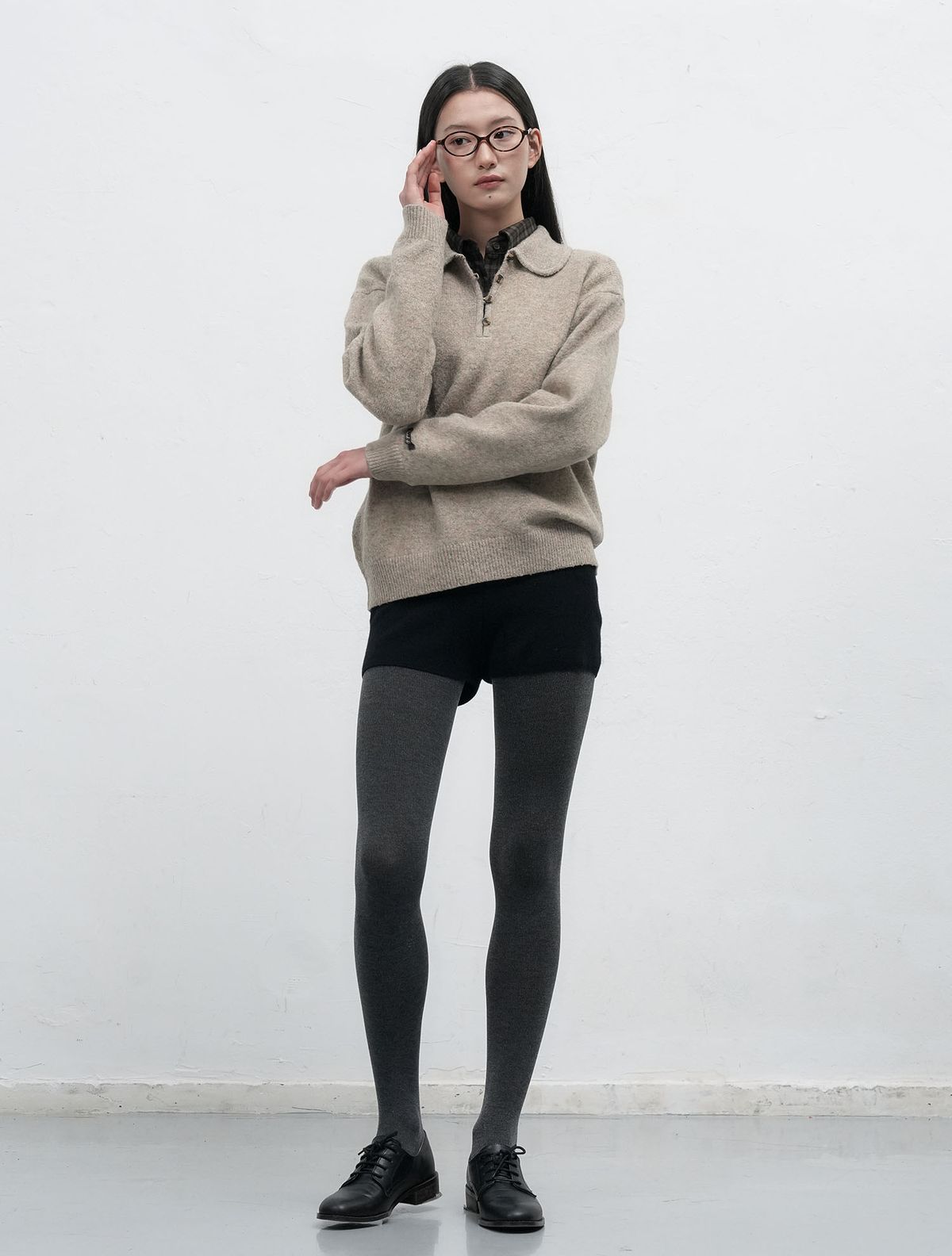 제너럴아이디어(GENERALIDEA) 루즈핏 라운드 카라 풀오버 [BEIGE] / WBE4L05535