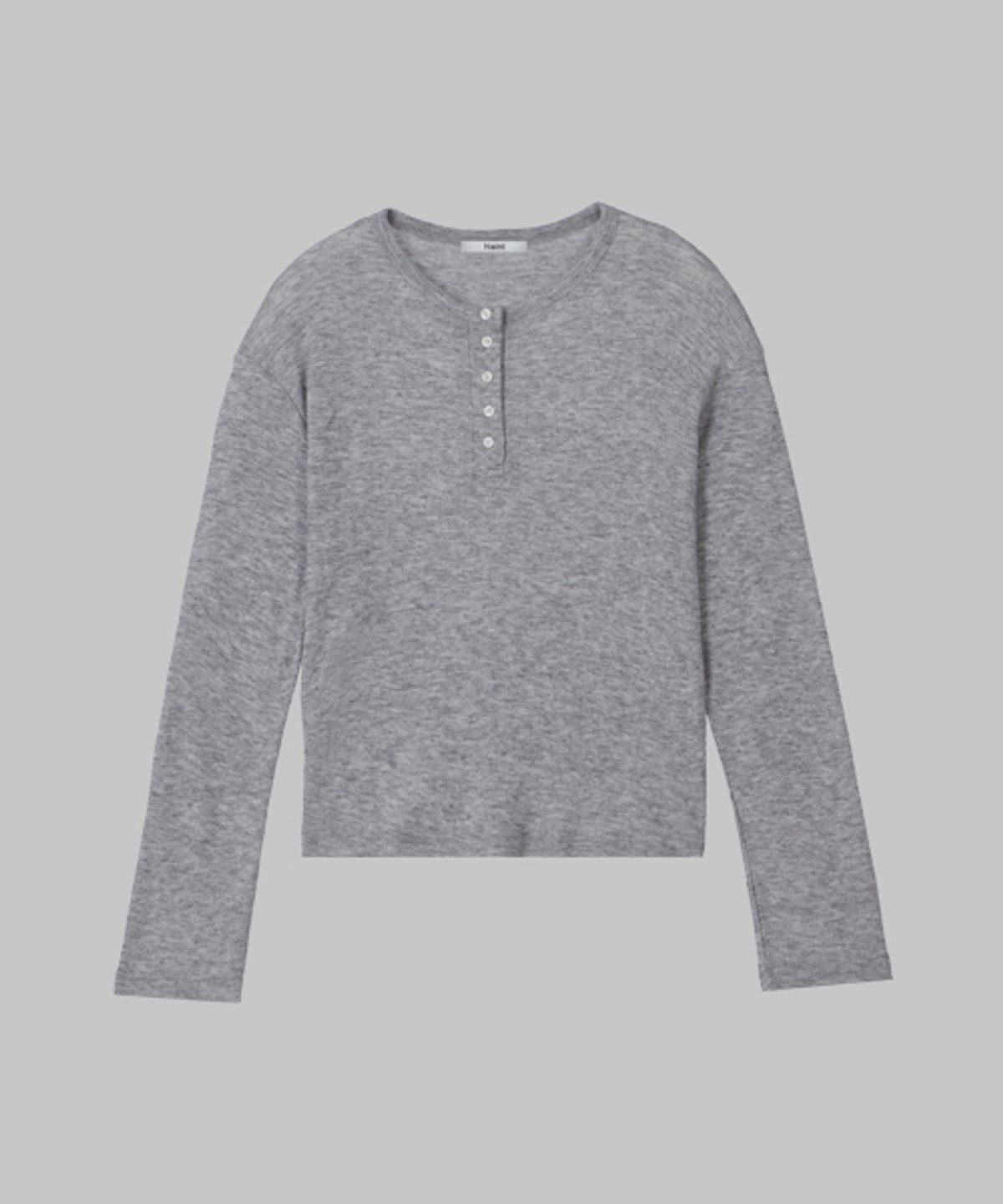 헤인트(HAINT) HENLEY NECK WOOL WAFFLE T-SHIRT_LIGHT GRAY