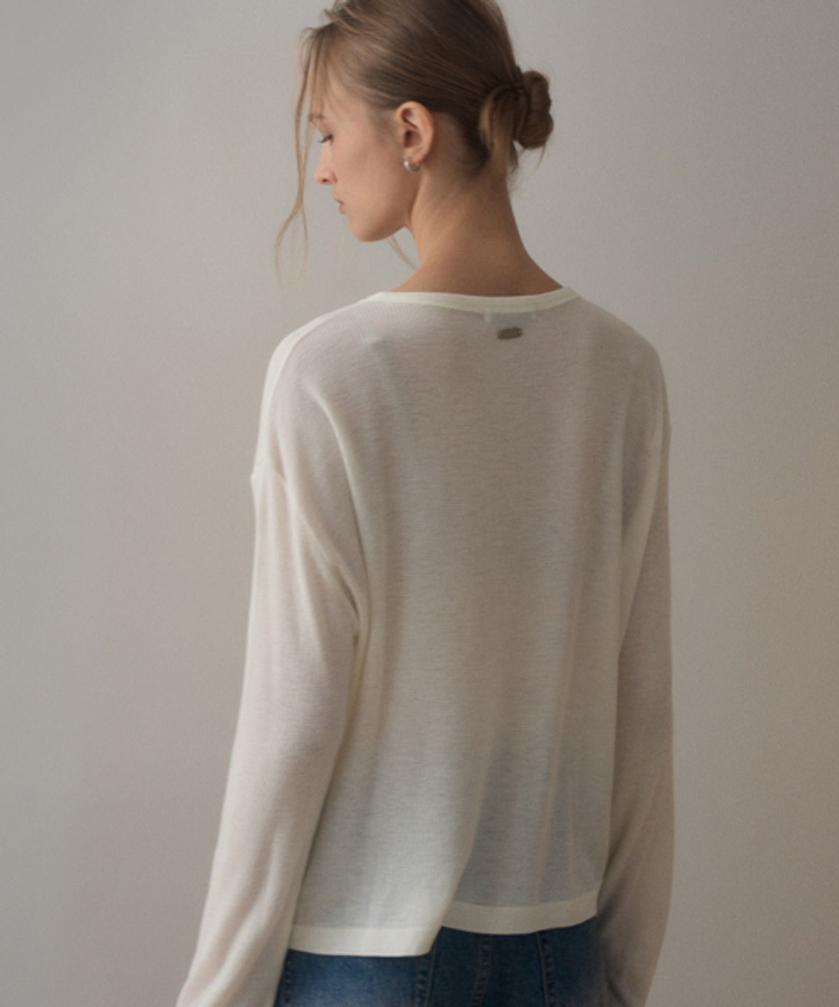 헤인트(HAINT) HENLEY NECK WOOL WAFFLE T-SHIRT_IVORY