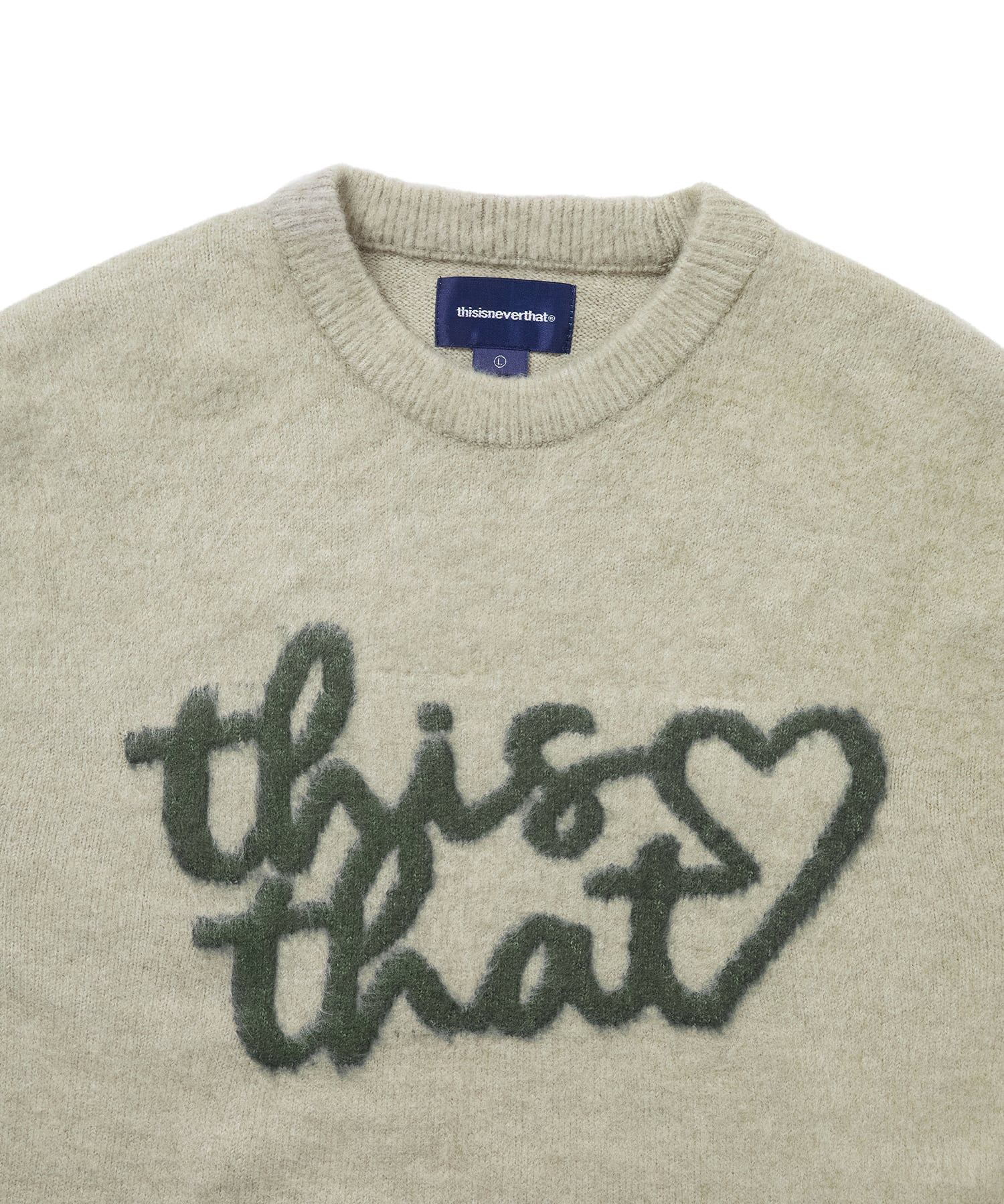 MUSINSA | thisisneverthat Heart Logo knit Sweater Sand
