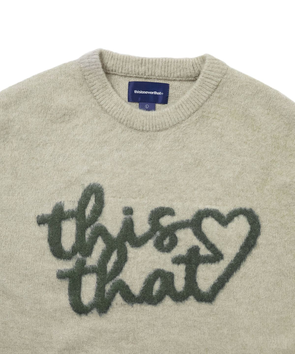 디스이즈네버댓(THISISNEVERTHAT) Heart Logo knit Sweater Sand