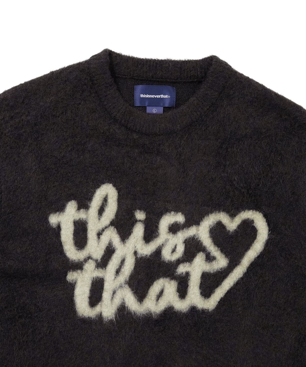 디스이즈네버댓(THISISNEVERTHAT) Heart Logo knit Sweater Dark Navy