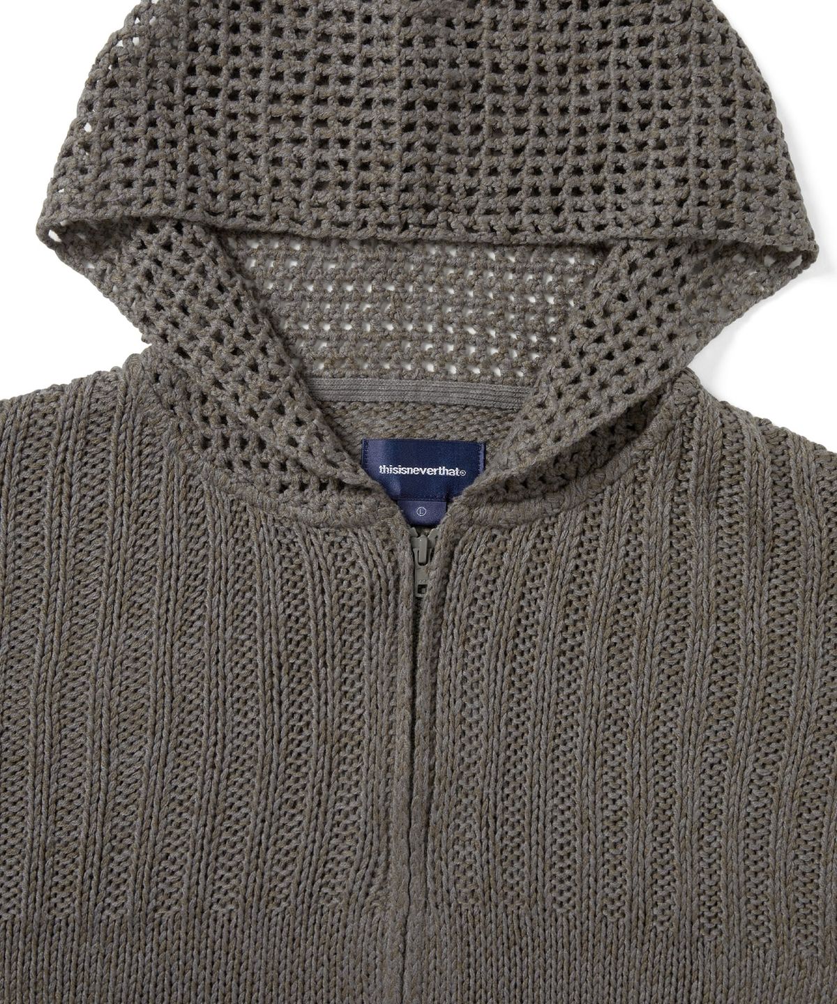 디스이즈네버댓(THISISNEVERTHAT) Crochet Knit Zip Up Hoodie Grey