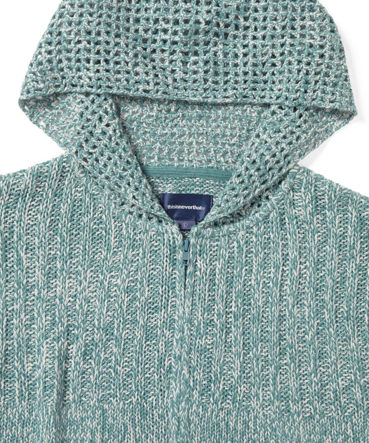 디스이즈네버댓(THISISNEVERTHAT) Crochet Knit Zip Up Hoodie Light Blue