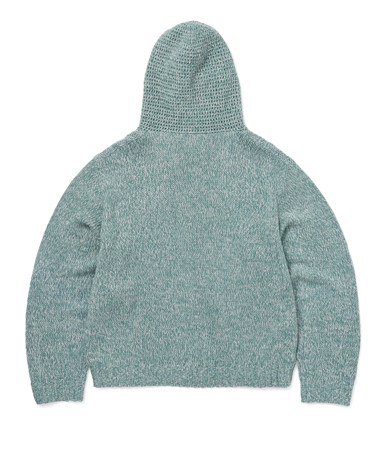 MUSINSA | thisisneverthat Crochet Knit Zip Up Hoodie Light Blue