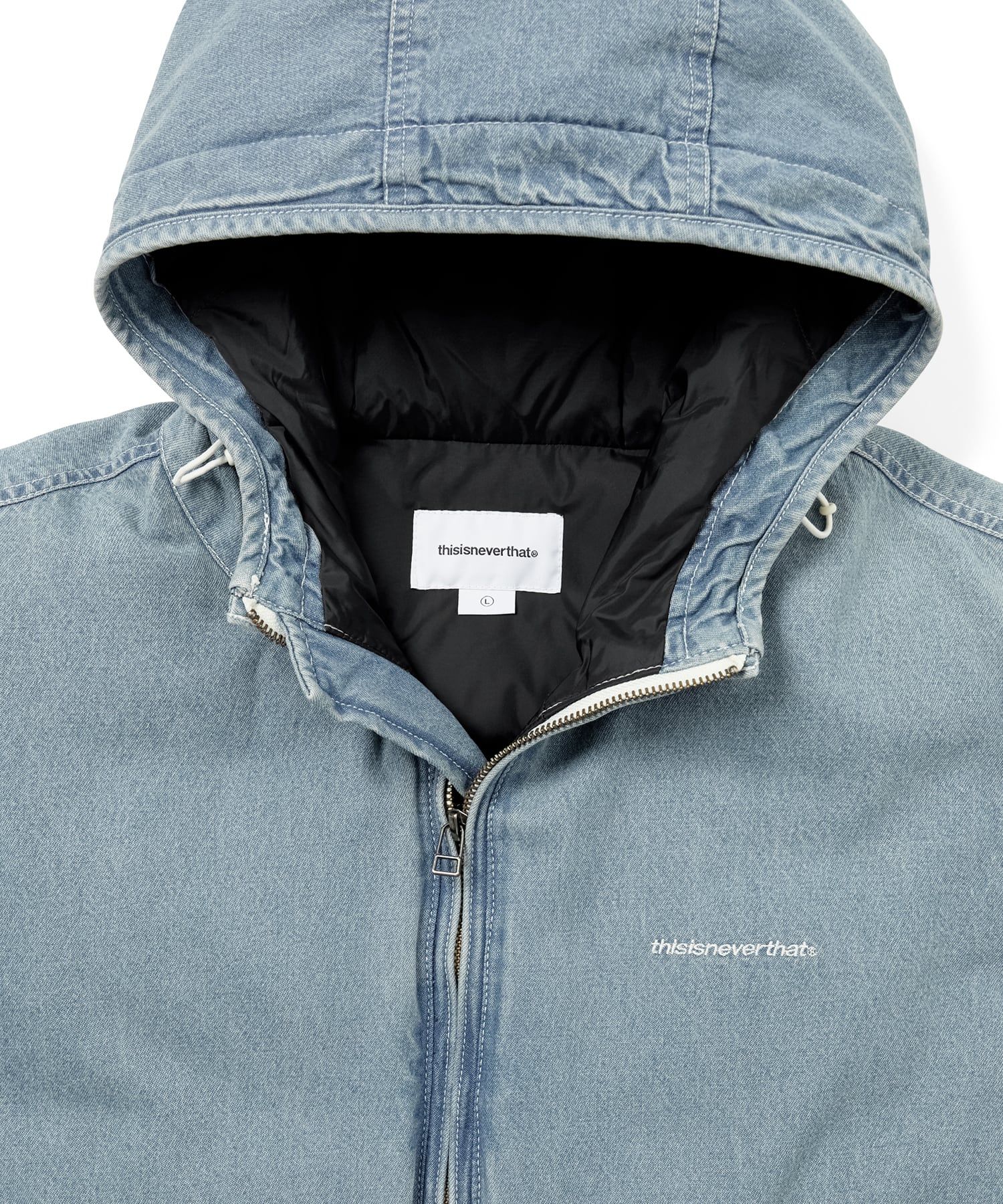 MUSINSA公式 | thisisneverthat Denim Down Puffer Jacket Washed Blue