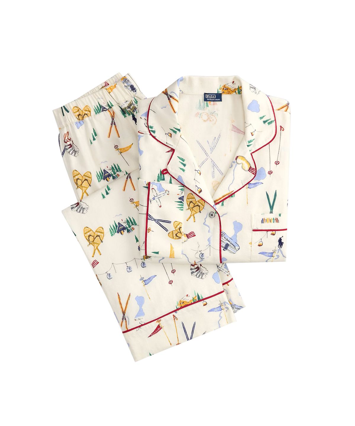 폴로 랄프로렌 이너웨어(POLO RALPH LAUREN INNERWEAR) 여성 플란넬 파자마 세트 크림 베이지 4P0143