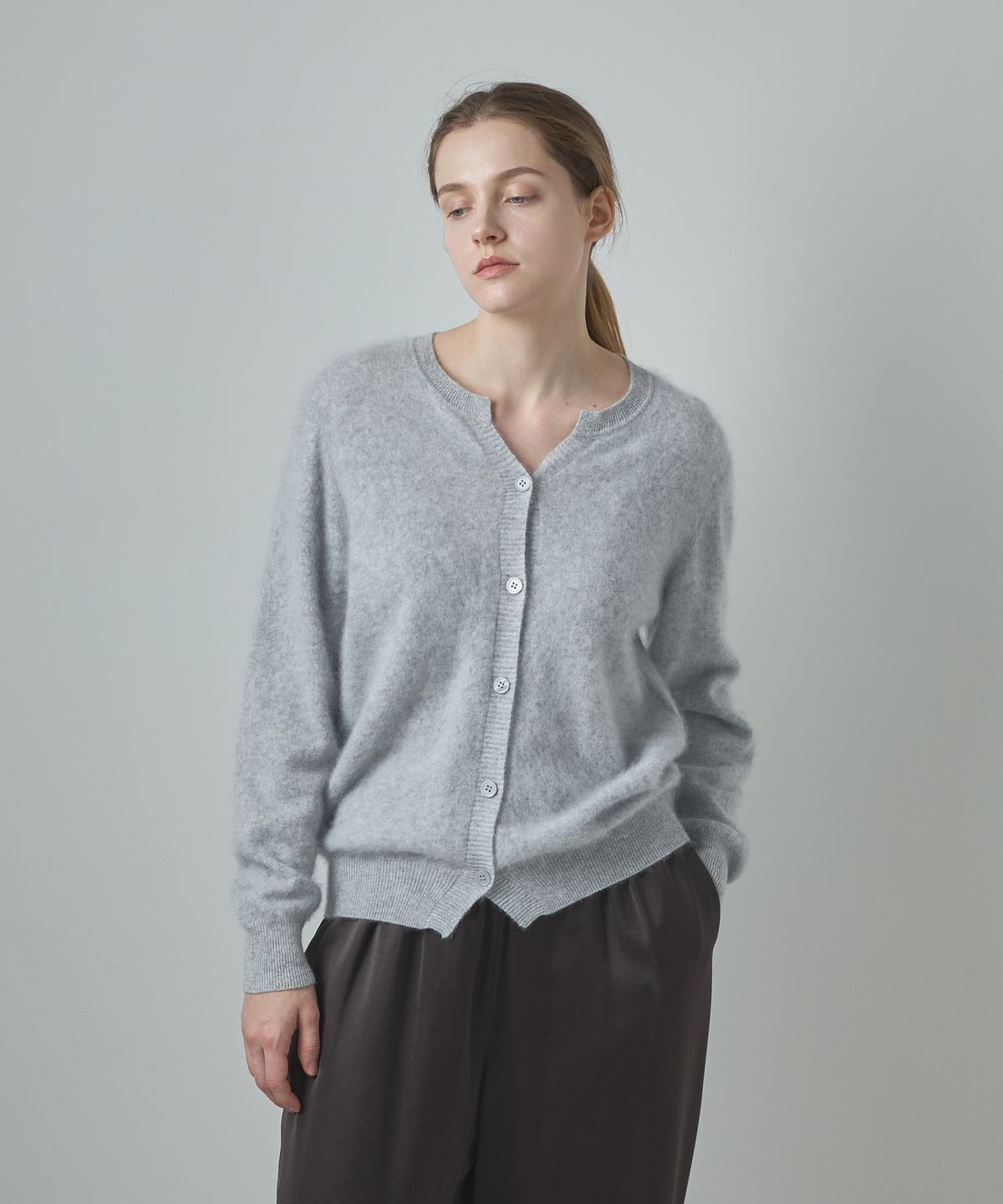 누토프(NUTOFFE) Two way Cashmere Cardigan_Gray