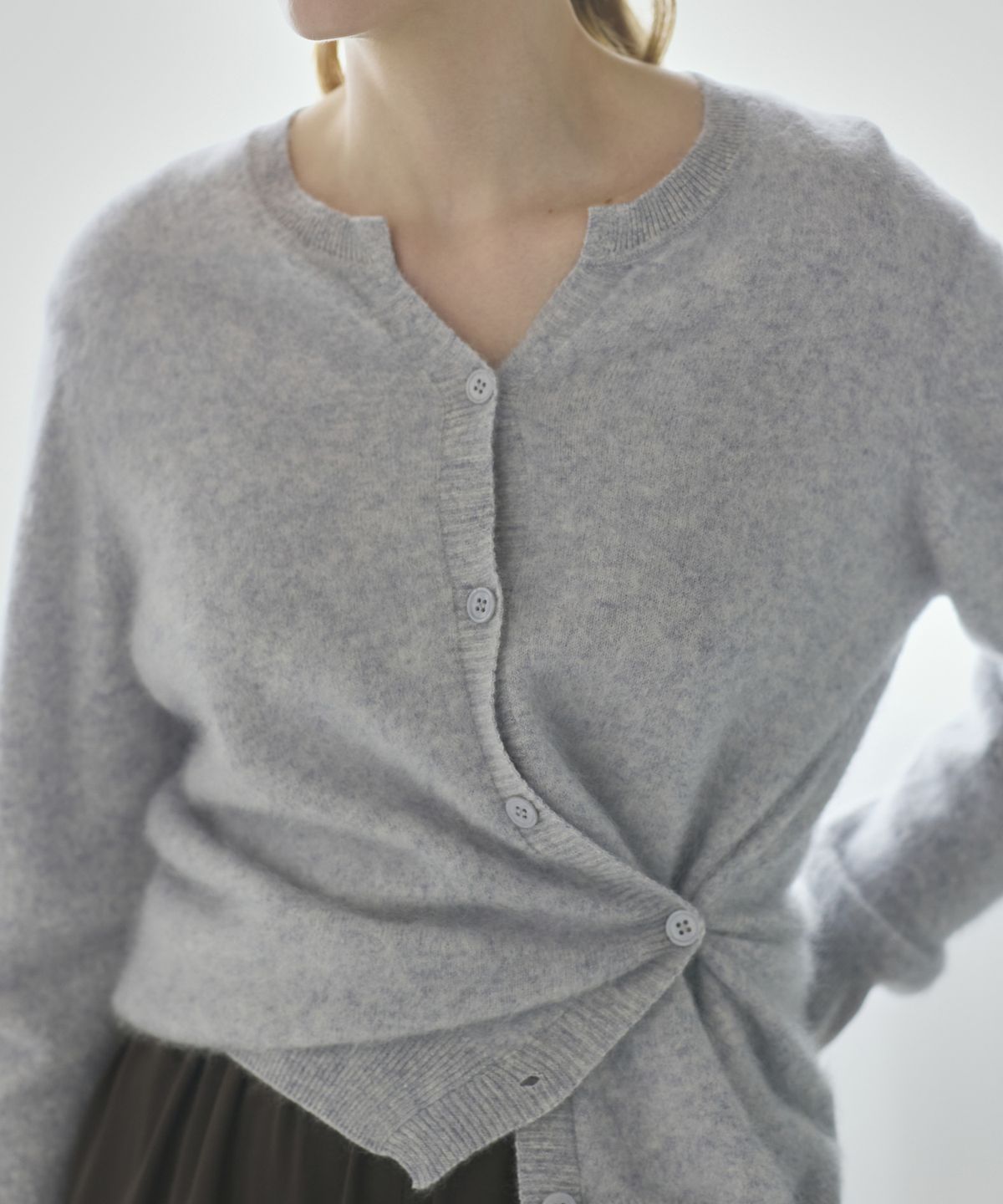 누토프(NUTOFFE) Two way Cashmere Cardigan_Gray