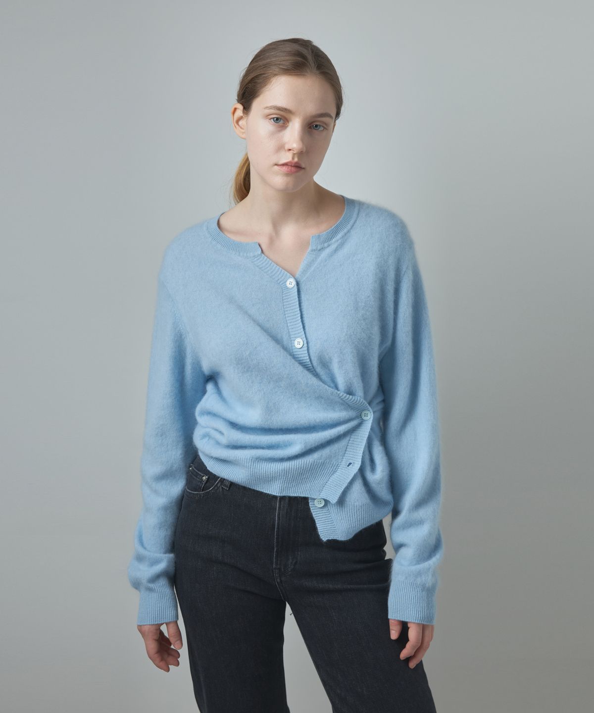 누토프(NUTOFFE) Two way Cashmere Cardigan_Powder Blue