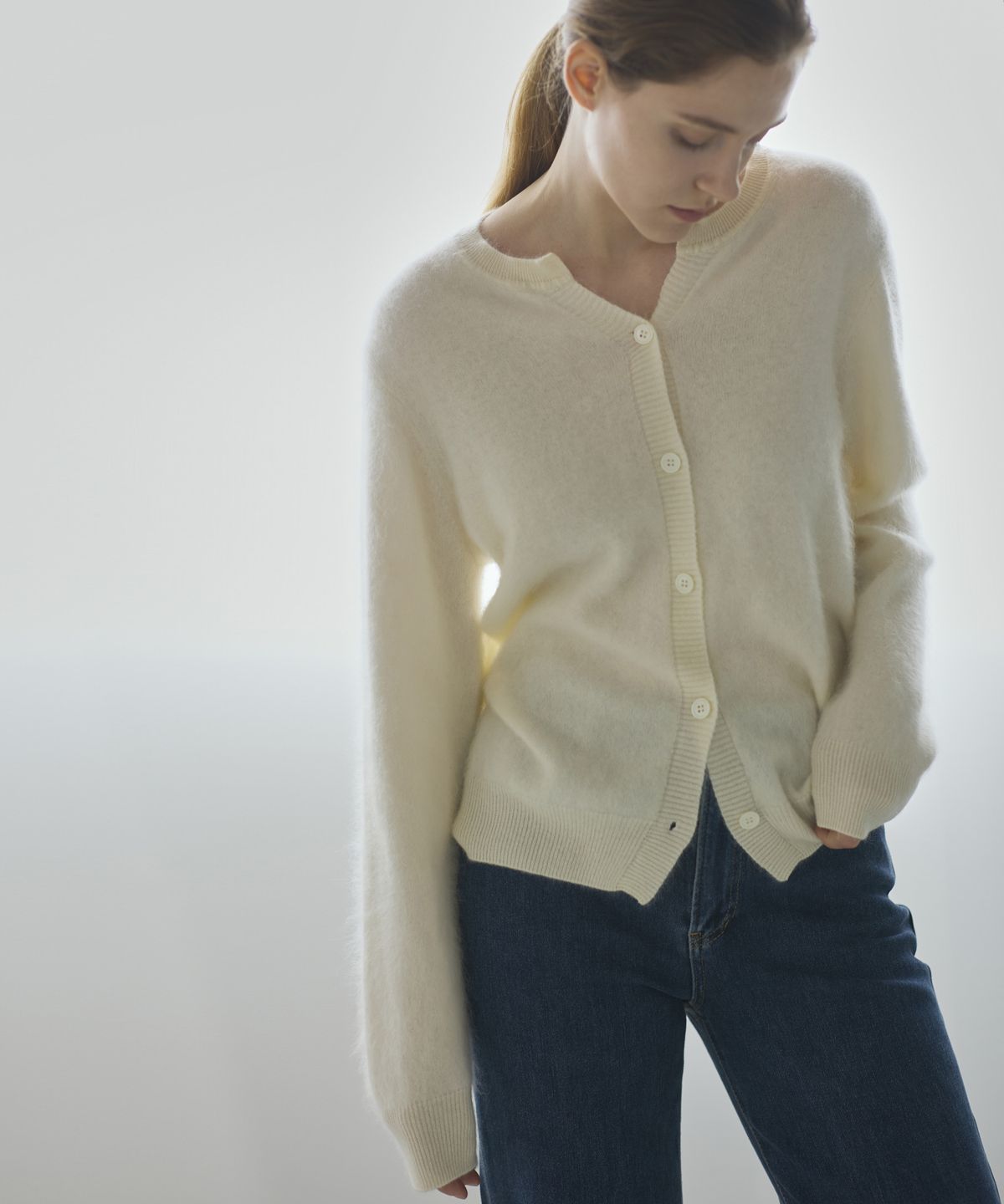 누토프(NUTOFFE) Two way Cashmere Cardigan_Ivory