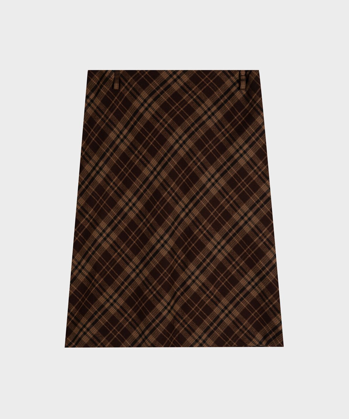 디망쉬(dimanche) Check Midi Skirt (brown)