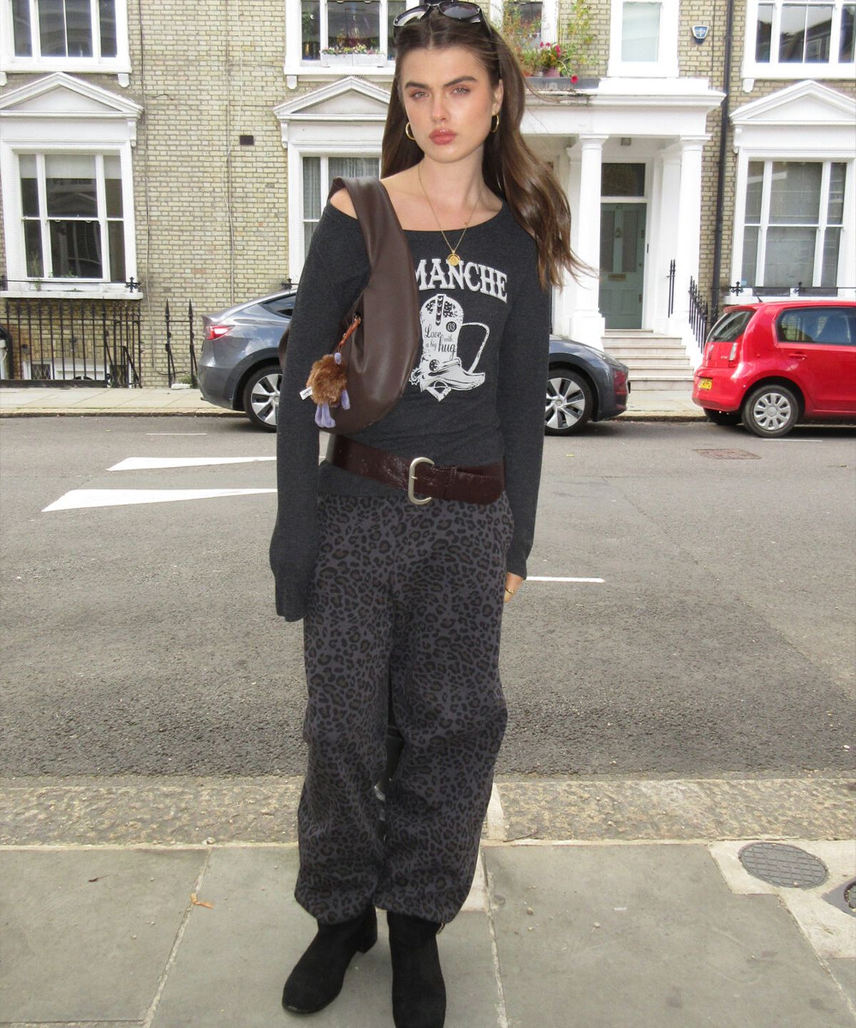 디망쉬(dimanche) Leopard Sweatpants (grey)