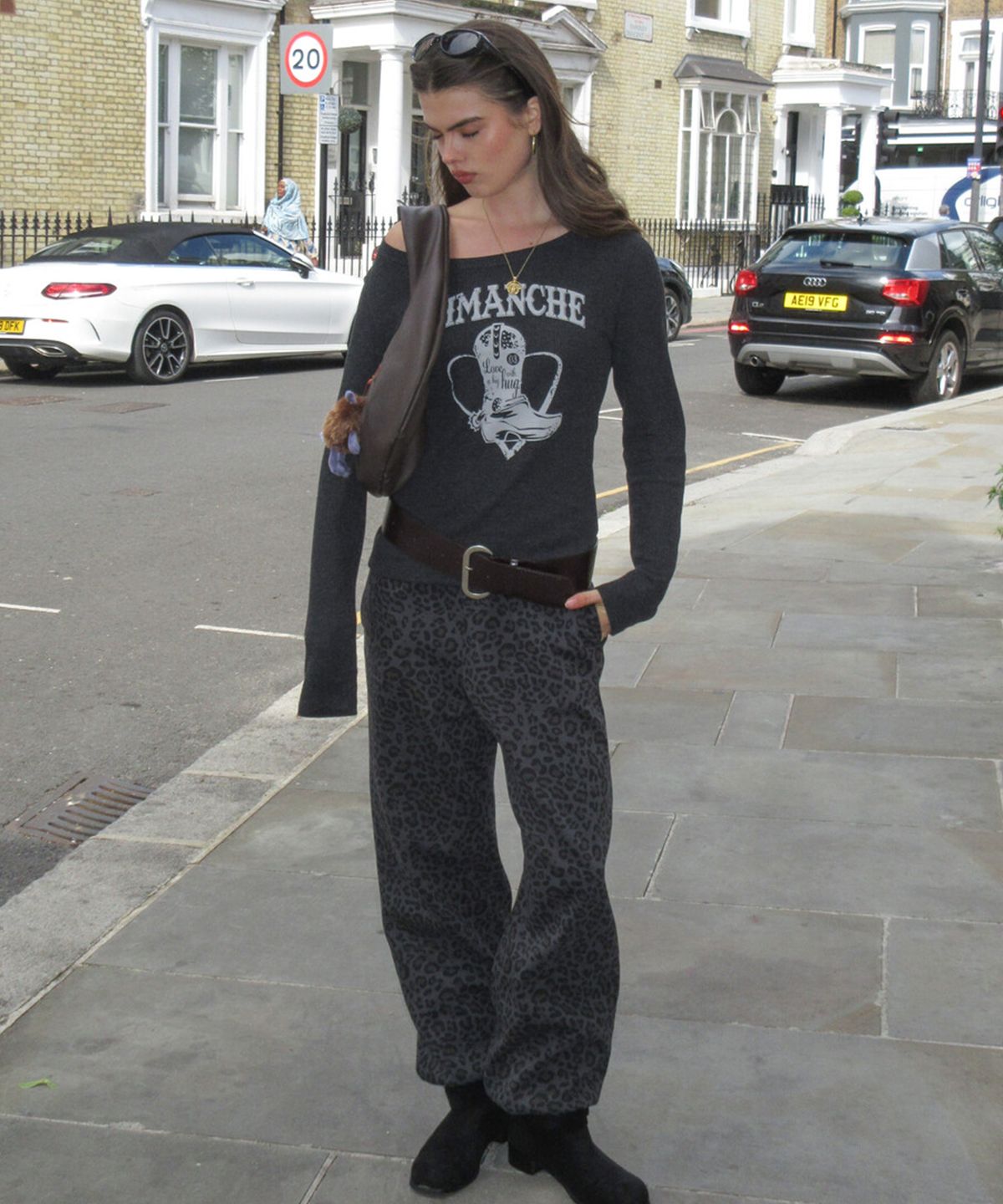 디망쉬(dimanche) Leopard Sweatpants (grey)