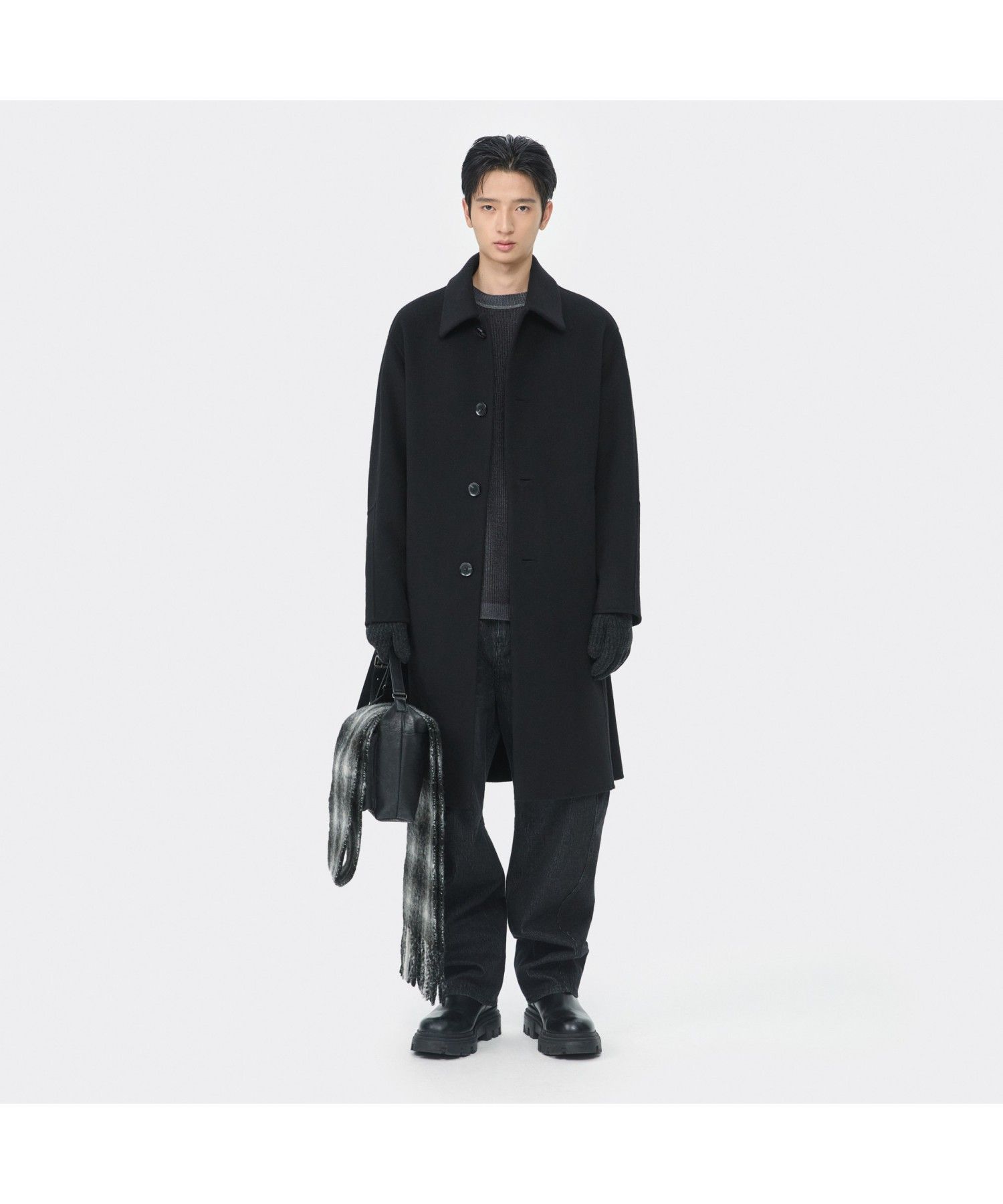その他 casumere 100% balcamaan coat black MUSINSA | CUSTOMELLOW Black Cashmere Blended Balmacaan Coat