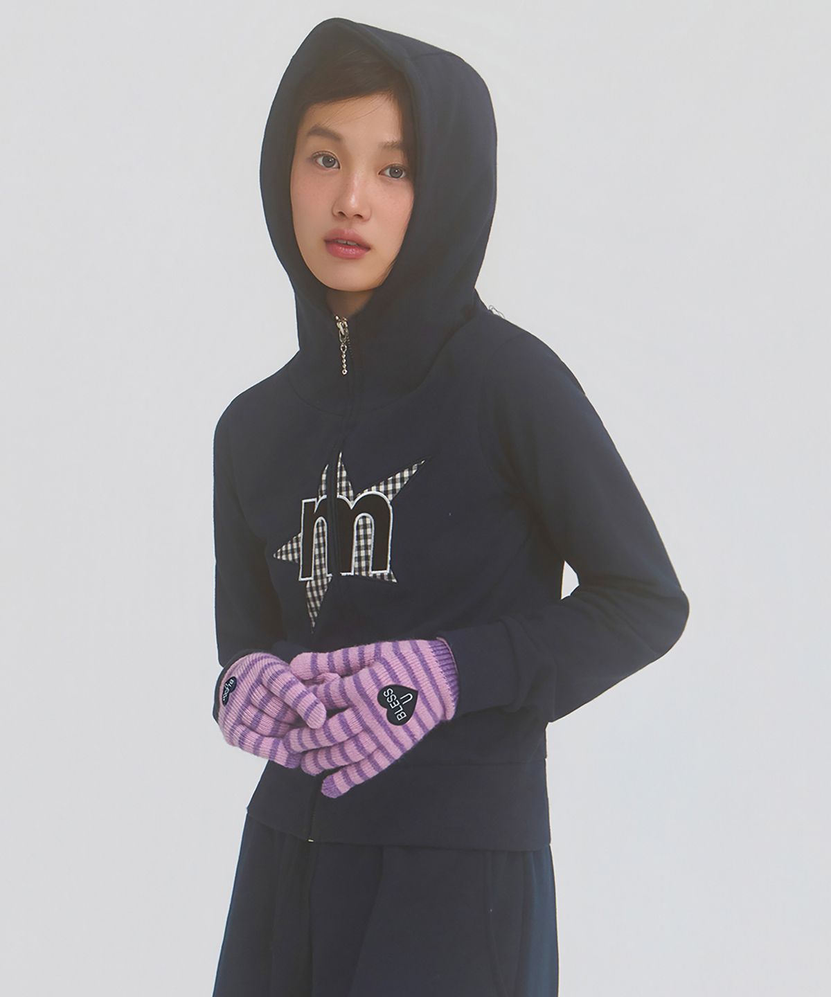 미니멀페어(MINIMALPAIR) MP Highneck Hood Zip Up Navy
