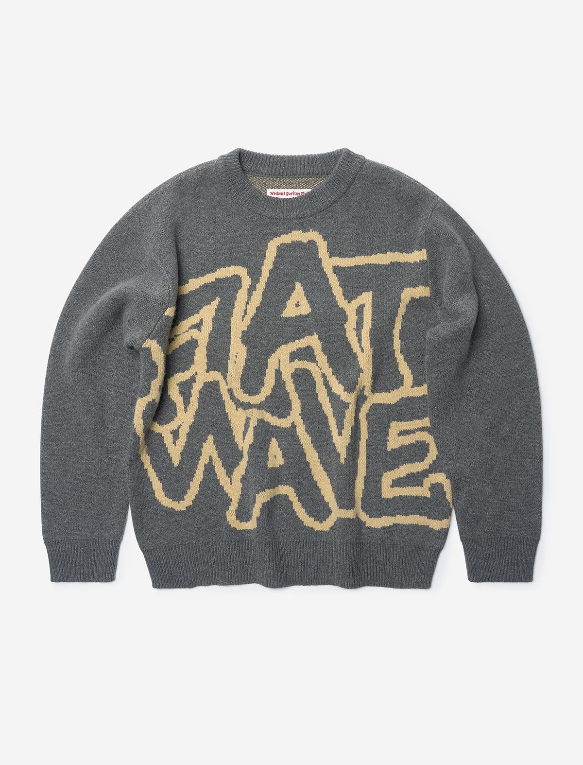 플랫웨이브 인 서울(FLATWAVE IN SEOUL) Ryef Wool Lettering Round Knit Charcoal