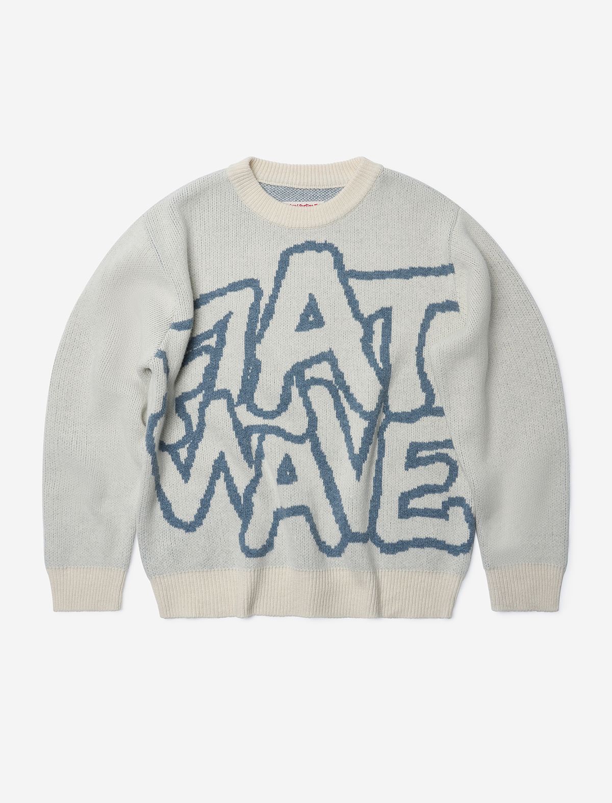 플랫웨이브 인 서울(FLATWAVE IN SEOUL) Ryef Wool Lettering Round Knit Oat Beige