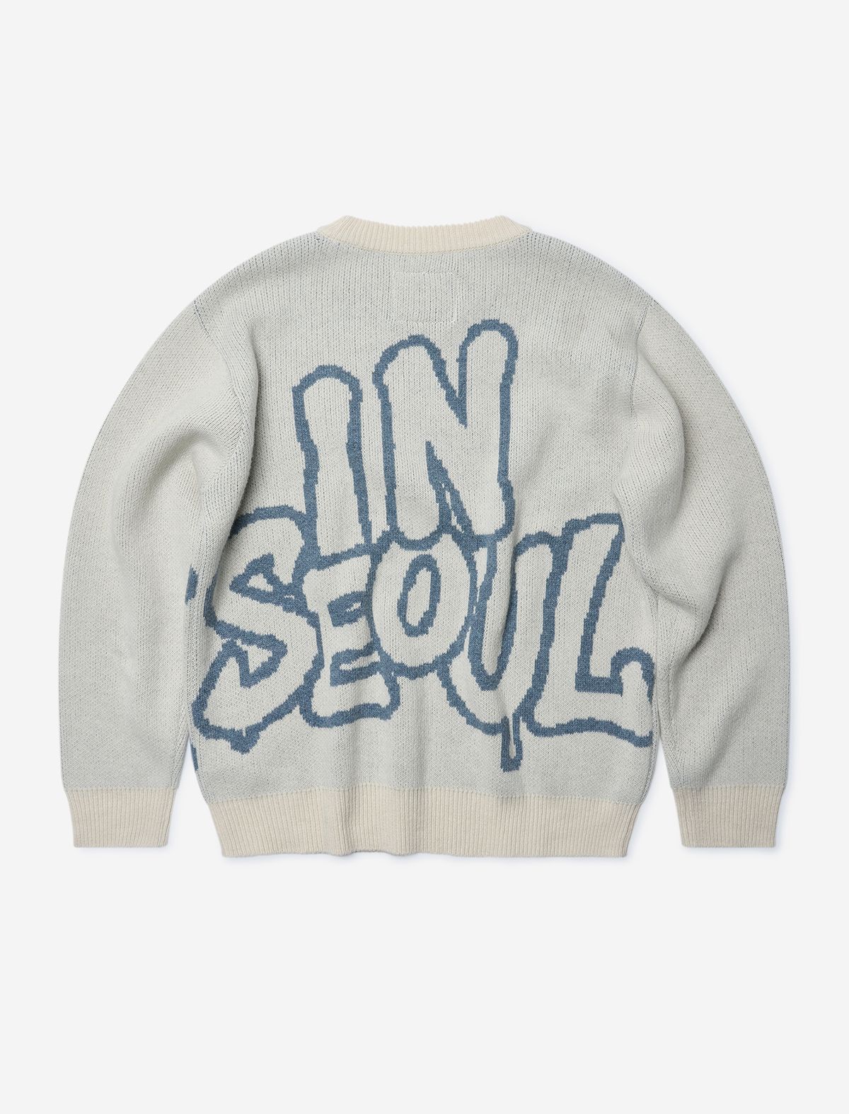 플랫웨이브 인 서울(FLATWAVE IN SEOUL) Ryef Wool Lettering Round Knit Oat Beige