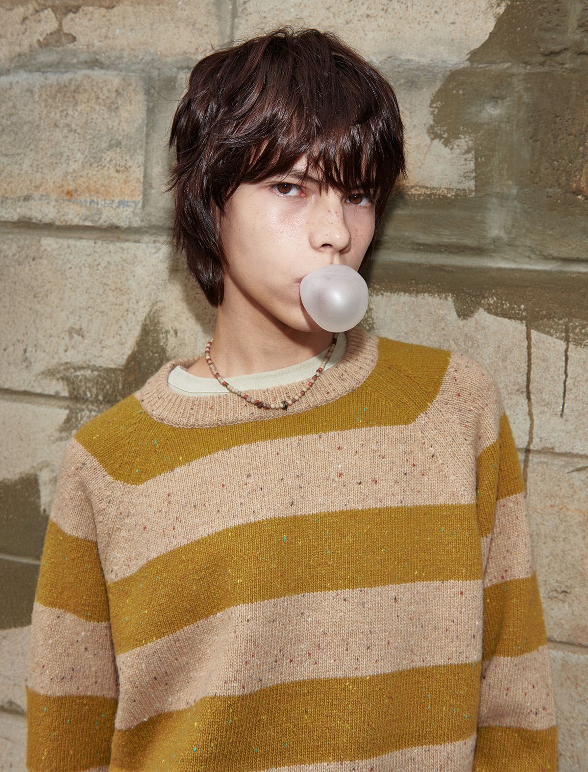 플랫웨이브 인 서울(FLATWAVE IN SEOUL) Noor Wool Stripe Round Knit Sand/Mustard