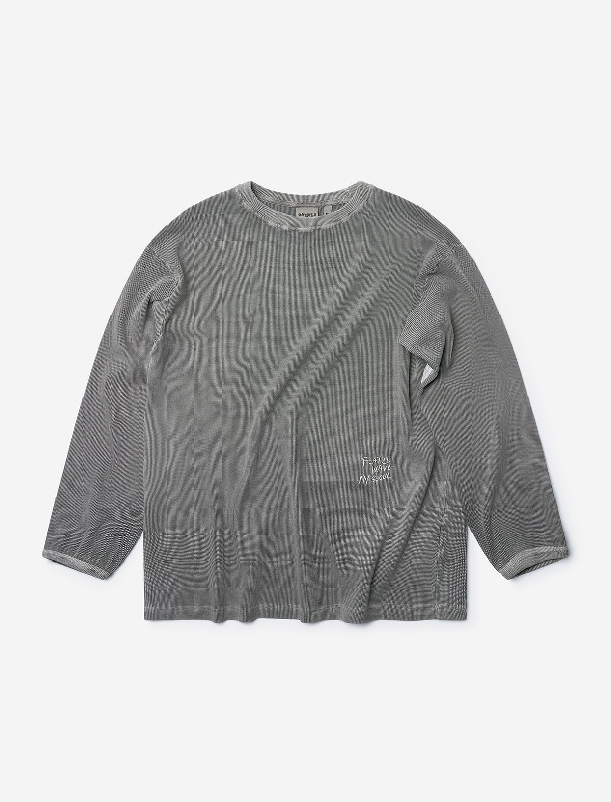 플랫웨이브 인 서울(FLATWAVE IN SEOUL) Tyde Waffle Pigment Longsleeve T-Shirt Grey