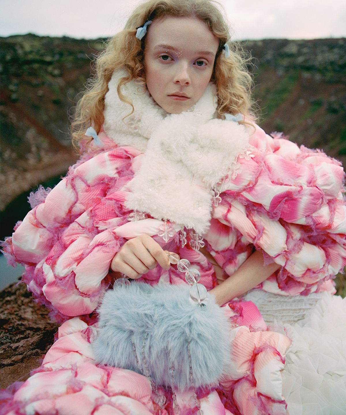 락피쉬웨더웨어(ROCKFISH WEATHERWEAR) [X SUSAN FANG] FURRY BUBBLE RAIN BAG - SKY BLUE