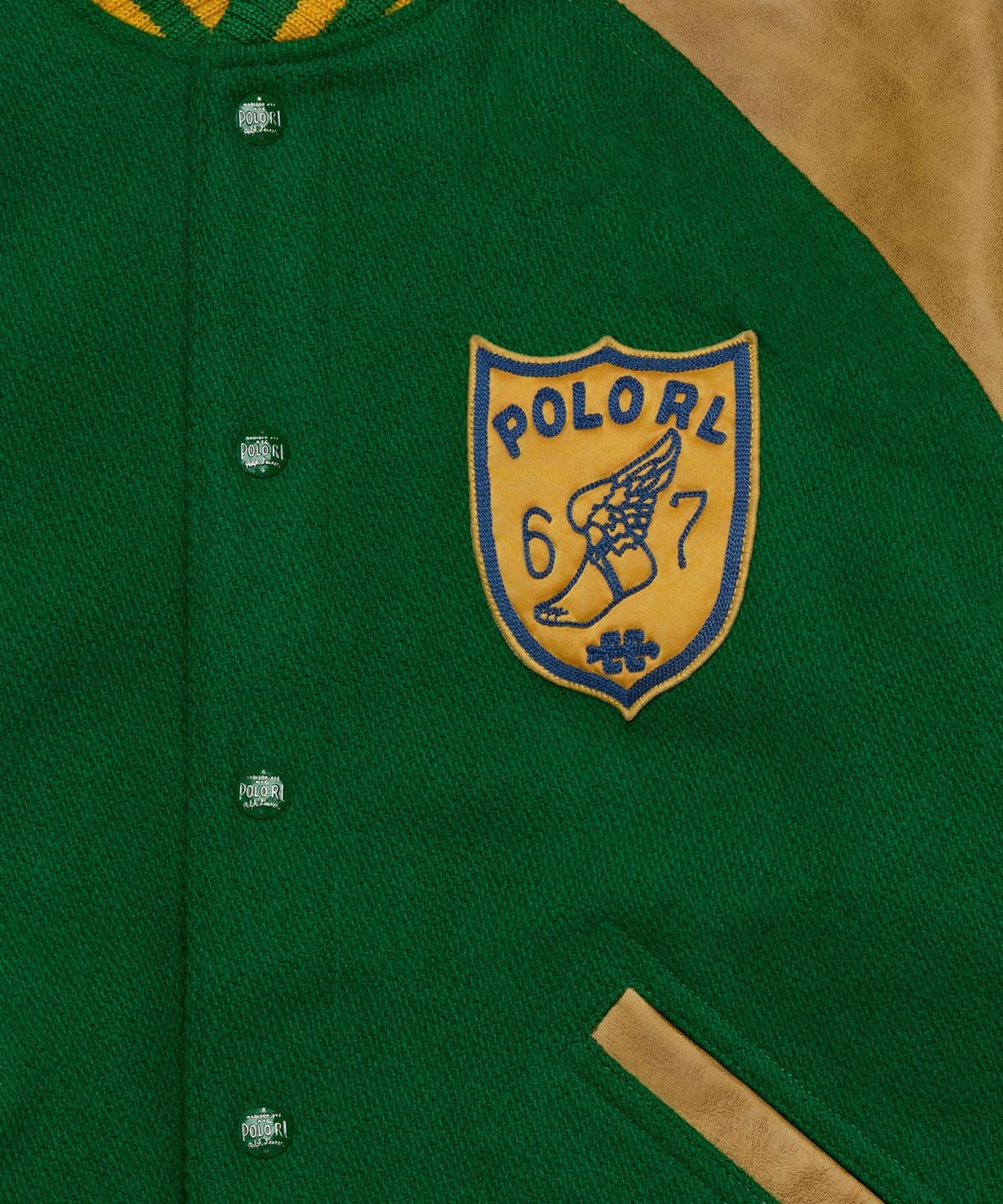 폴로 랄프 로렌(POLO RALPH LAUREN) 빈티지 스타일 레터맨 재킷-그린