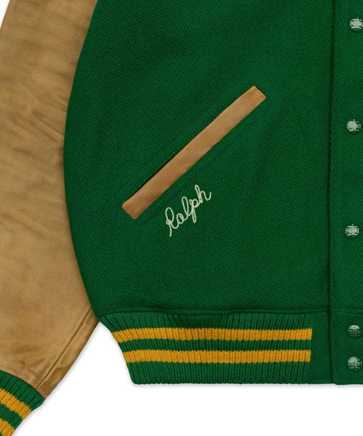 폴로 랄프 로렌(POLO RALPH LAUREN) 빈티지 스타일 레터맨 재킷-그린