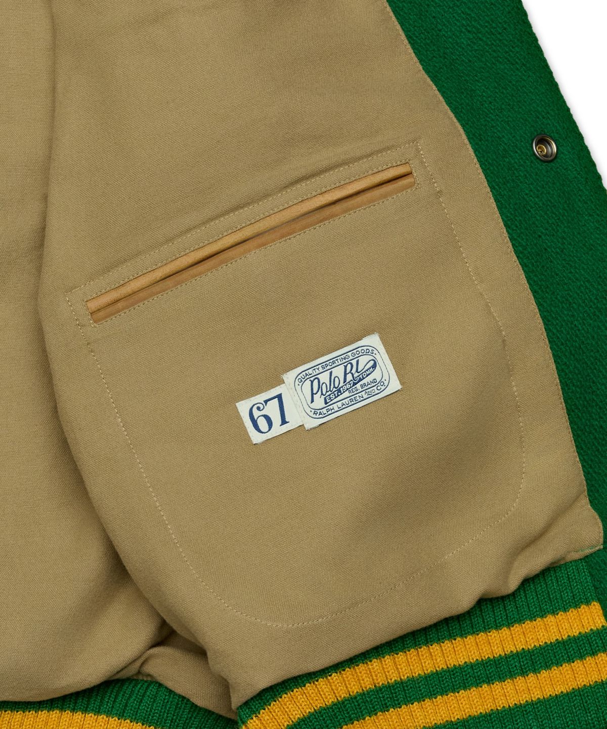 폴로 랄프 로렌(POLO RALPH LAUREN) 빈티지 스타일 레터맨 재킷-그린