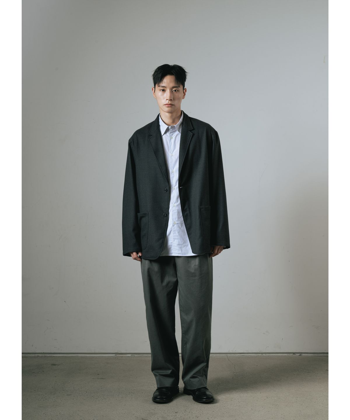 와기(WHAGI) Flannel Wool Architect Jacket (Charcoal)