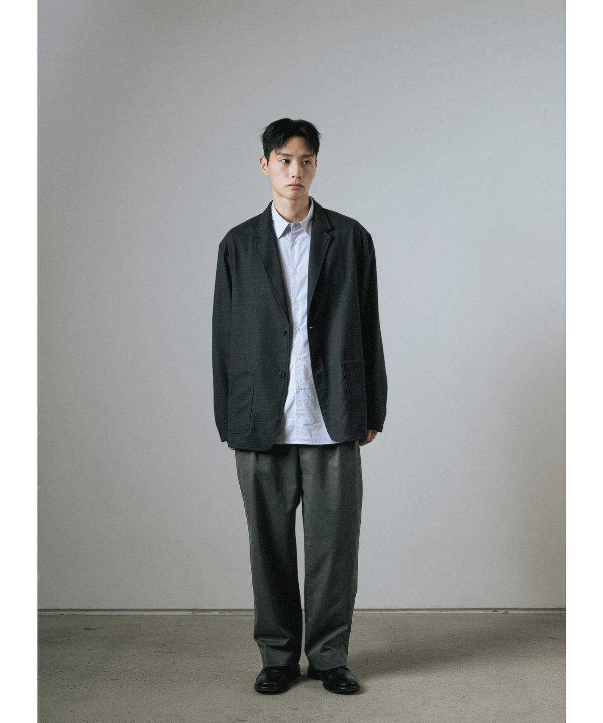 와기(WHAGI) Flannel Wool Architect Jacket (Charcoal)