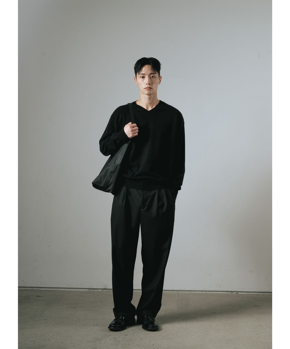 와기(WHAGI) Flannel Wool Architect Pants (Black)