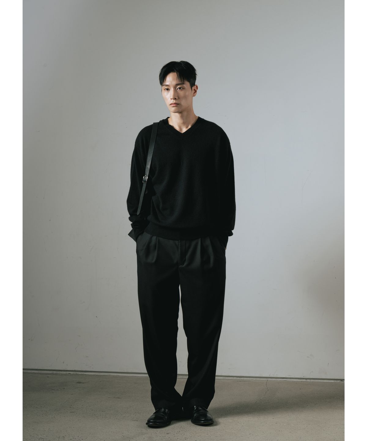 와기(WHAGI) Flannel Wool Architect Pants (Black)