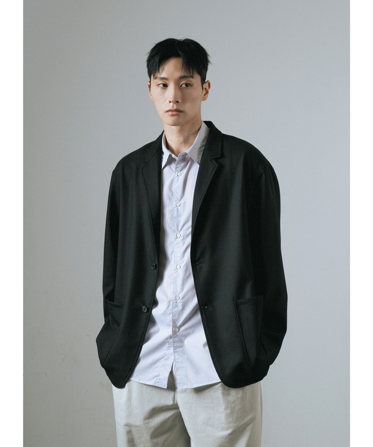 와기(WHAGI) Flannel Wool Architect Jacket (Black)
