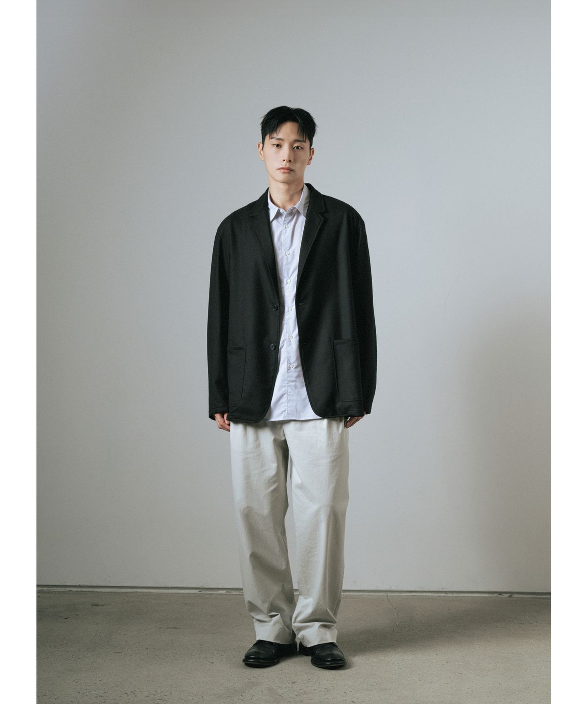 와기(WHAGI) Flannel Wool Architect Jacket (Black)