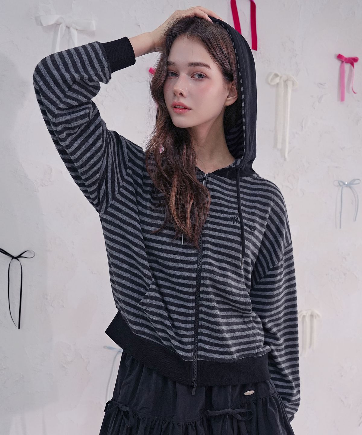 비바셔스(VIVACIOUS) Jours Stripe Hoody Zip-up_3Colors