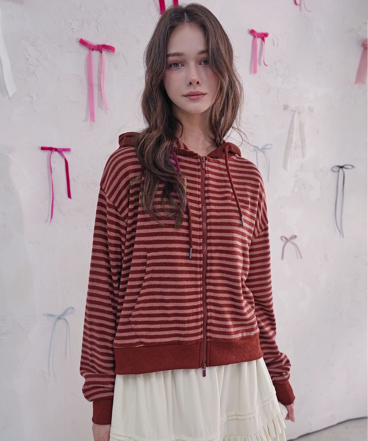 비바셔스(VIVACIOUS) Jours Stripe Hoody Zip-up_3Colors