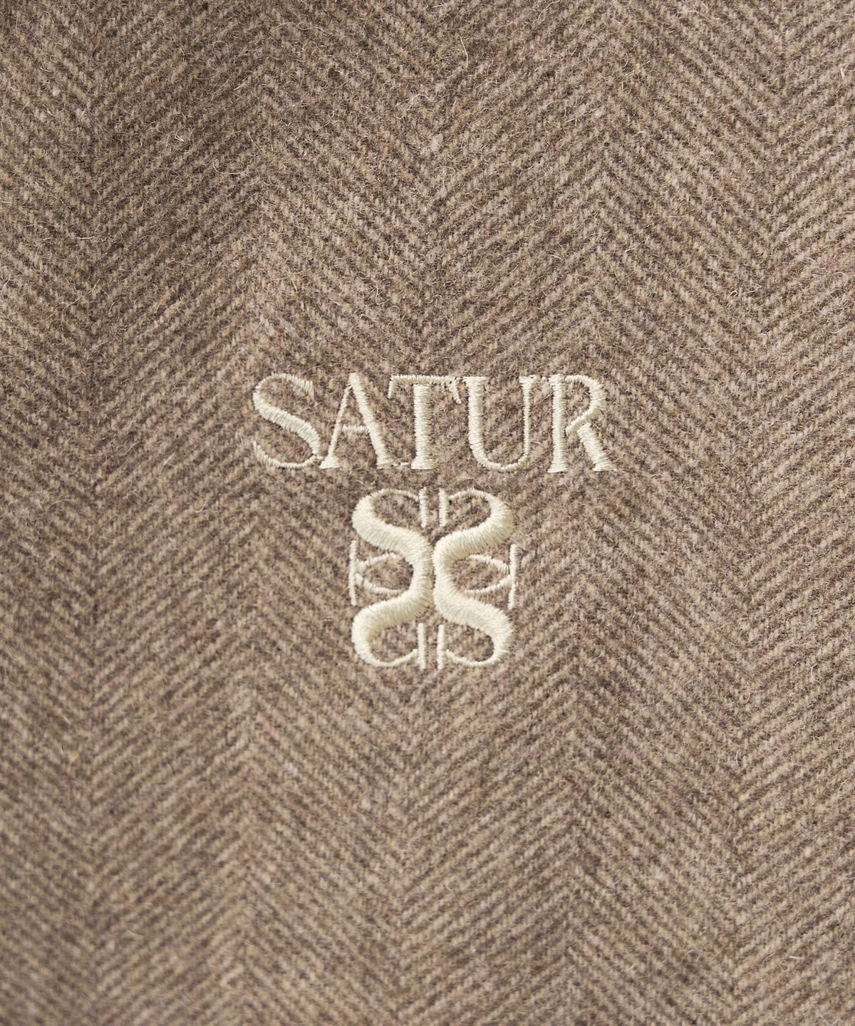 세터(SATUR) 헤링본 울 블렌드 블루종 자켓 브라운