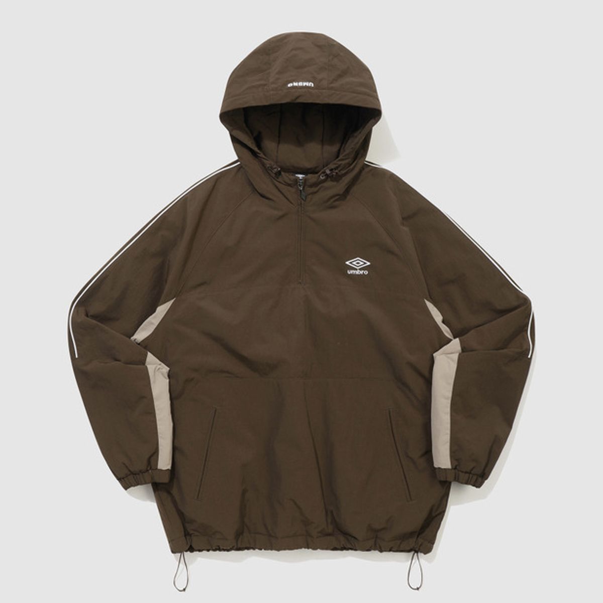 엄브로(UMBRO) 유니온 트랙 스탠넥 패딩 후드 아노락 브라운 UQ321CWT95