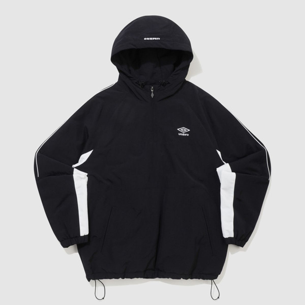 엄브로(UMBRO) 유니온 트랙 스탠넥 패딩 후드 아노락 블랙 UQ321CWT95