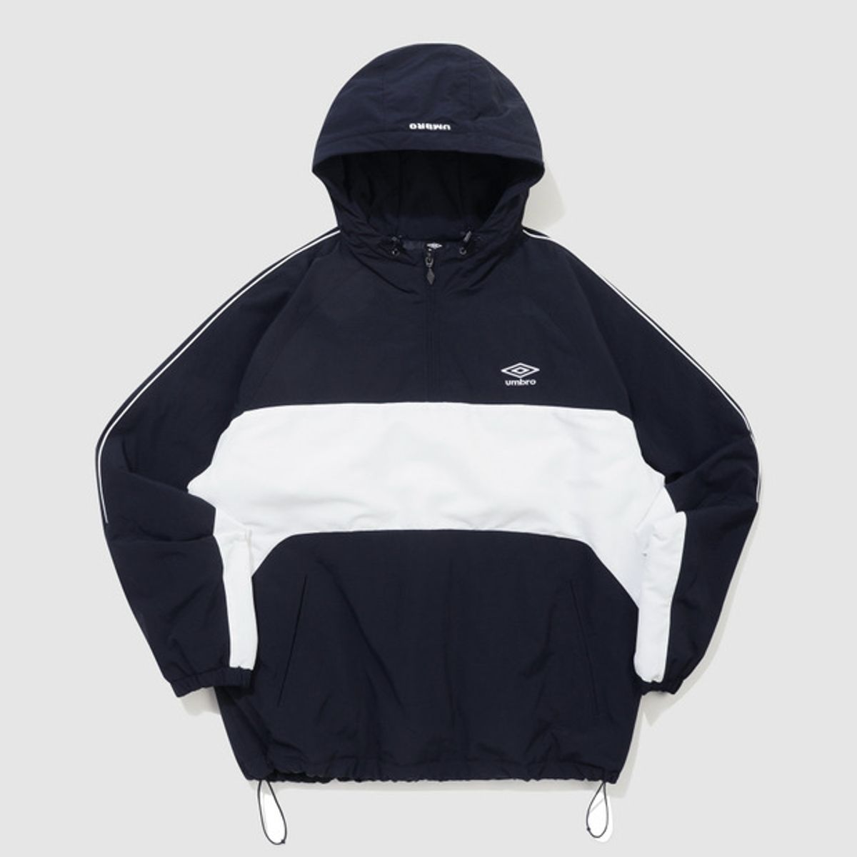 엄브로(UMBRO) 유니온 트랙 스탠넥 패딩 후드 아노락 네이비 UQ321CWT95