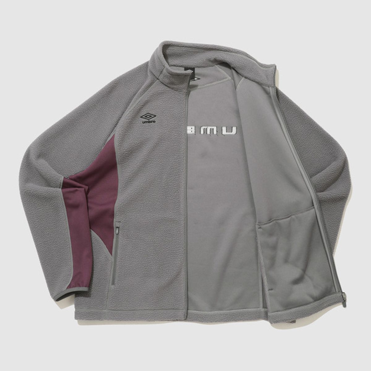 엄브로(UMBRO) 하이브리드 플리스 스탠넥 자켓 차콜 UQ421SFJO1