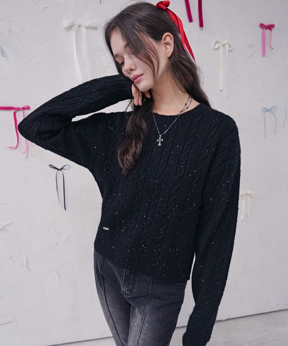 비바셔스(VIVACIOUS) Ecru Round Twist Knit_4Colors