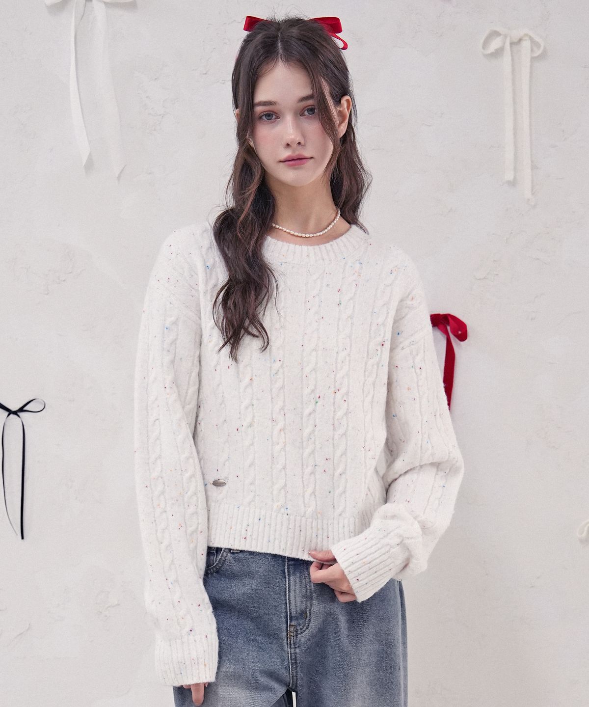 비바셔스(VIVACIOUS) Ecru Round Twist Knit_4Colors