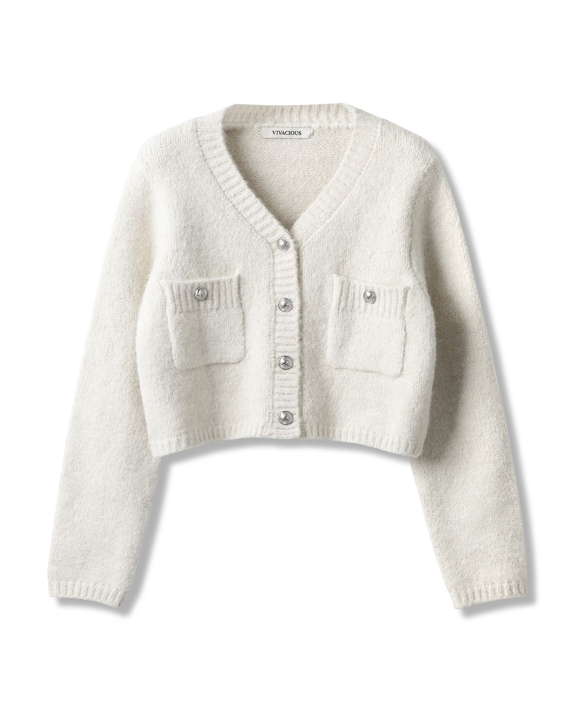 비바셔스(VIVACIOUS) Elodie Pocket Crop Knit Cardigan_5Colors