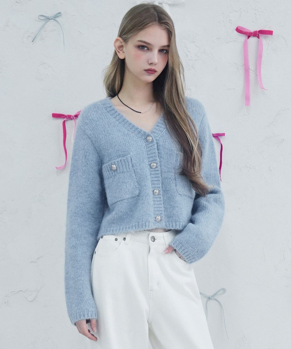 비바셔스(VIVACIOUS) Elodie Pocket Crop Knit Cardigan_5Colors