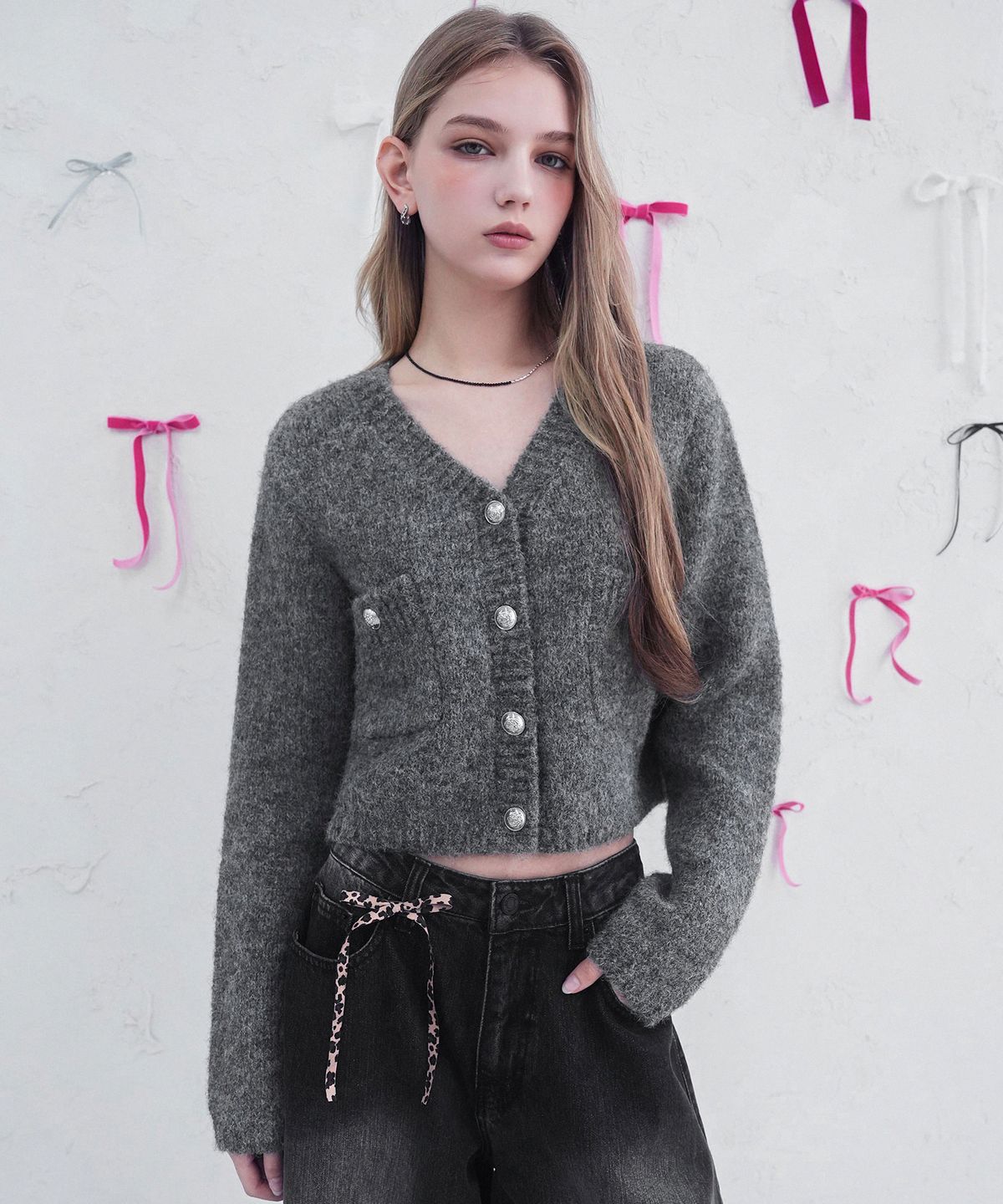 비바셔스(VIVACIOUS) Elodie Pocket Crop Knit Cardigan_5Colors