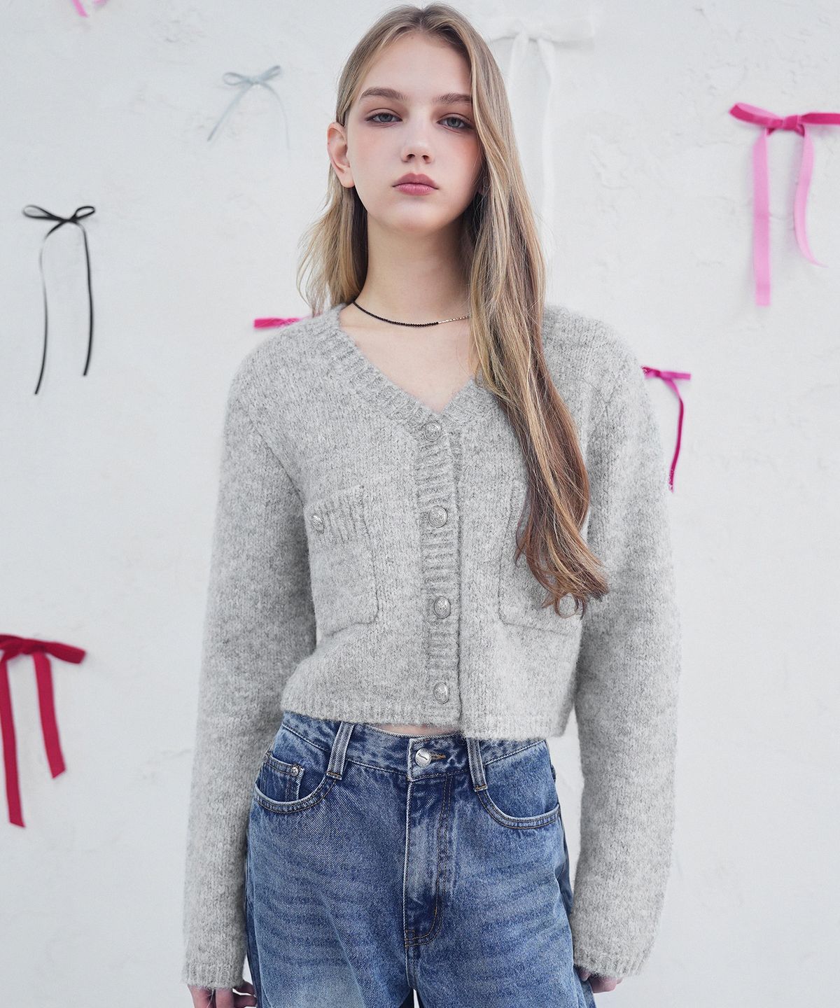 비바셔스(VIVACIOUS) Elodie Pocket Crop Knit Cardigan_5Colors
