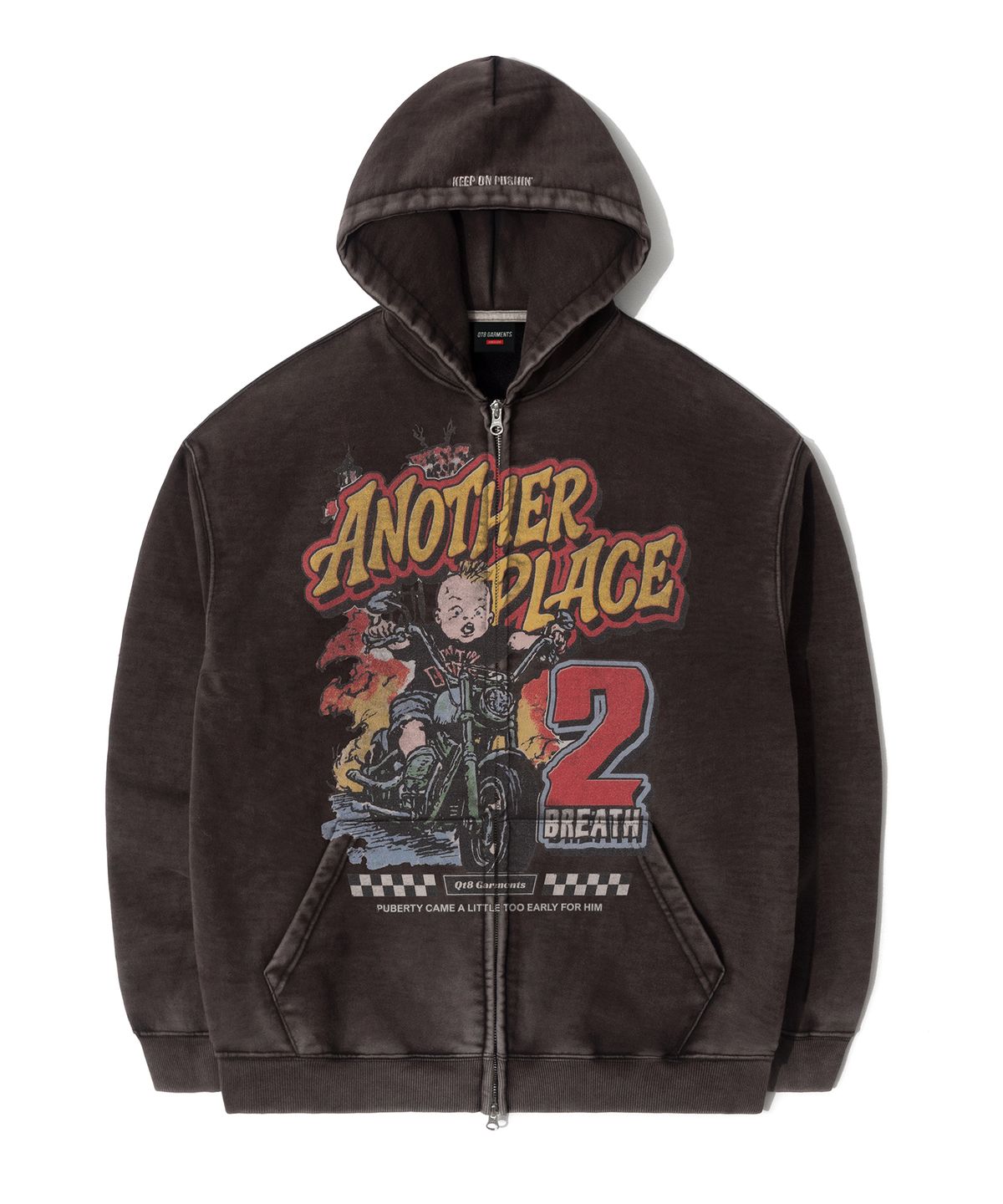 큐티에잇 가먼츠(QT8 GARMENTS) RG Another Place Washed Zip-up Hoodie (Black)